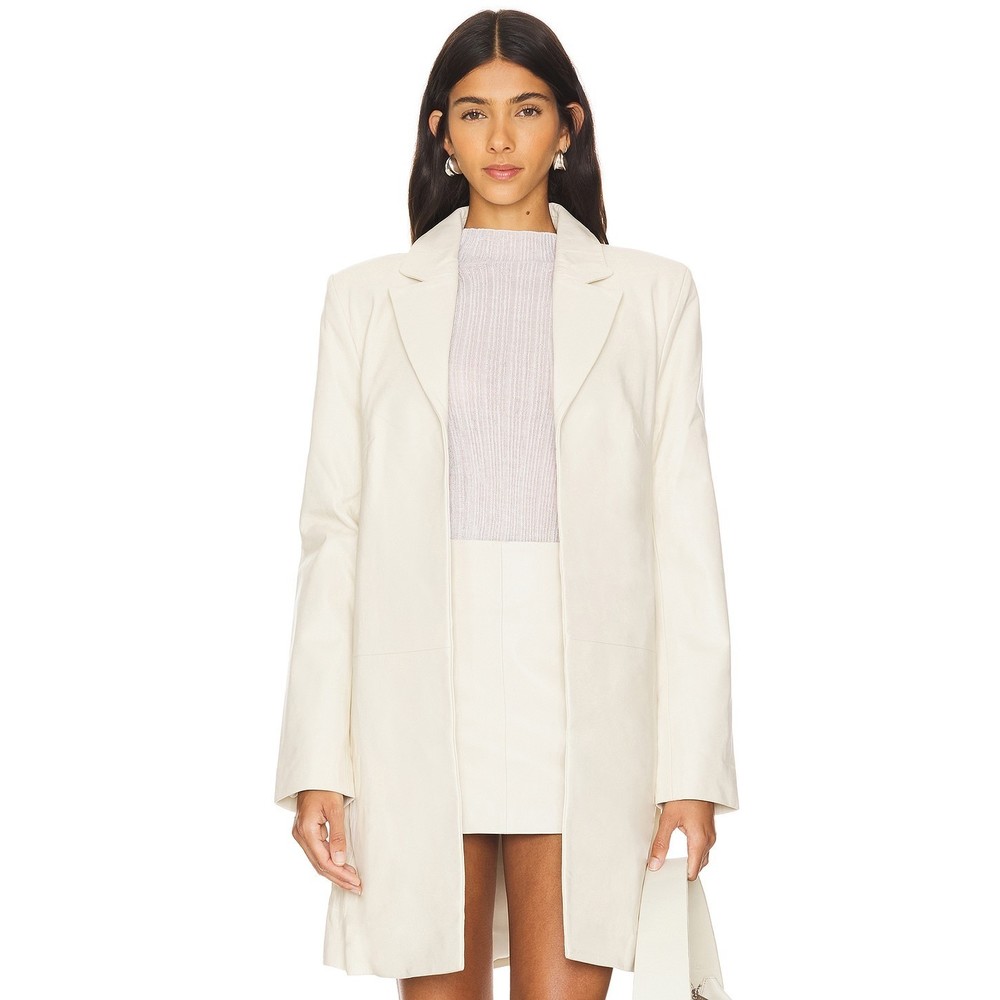 New St. Agni Leather Longline Jacket in Tofu cream jacket coat